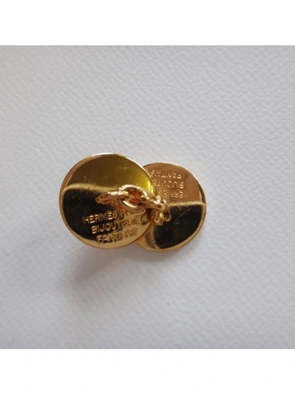 Hermès Serie Cufflink Button Gold Plated Round Logo